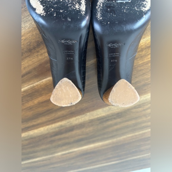 Yves Saint Laurent Rive Gauche Wood Heal Pumps 37 1/2 GUC - Picture 5 of 8